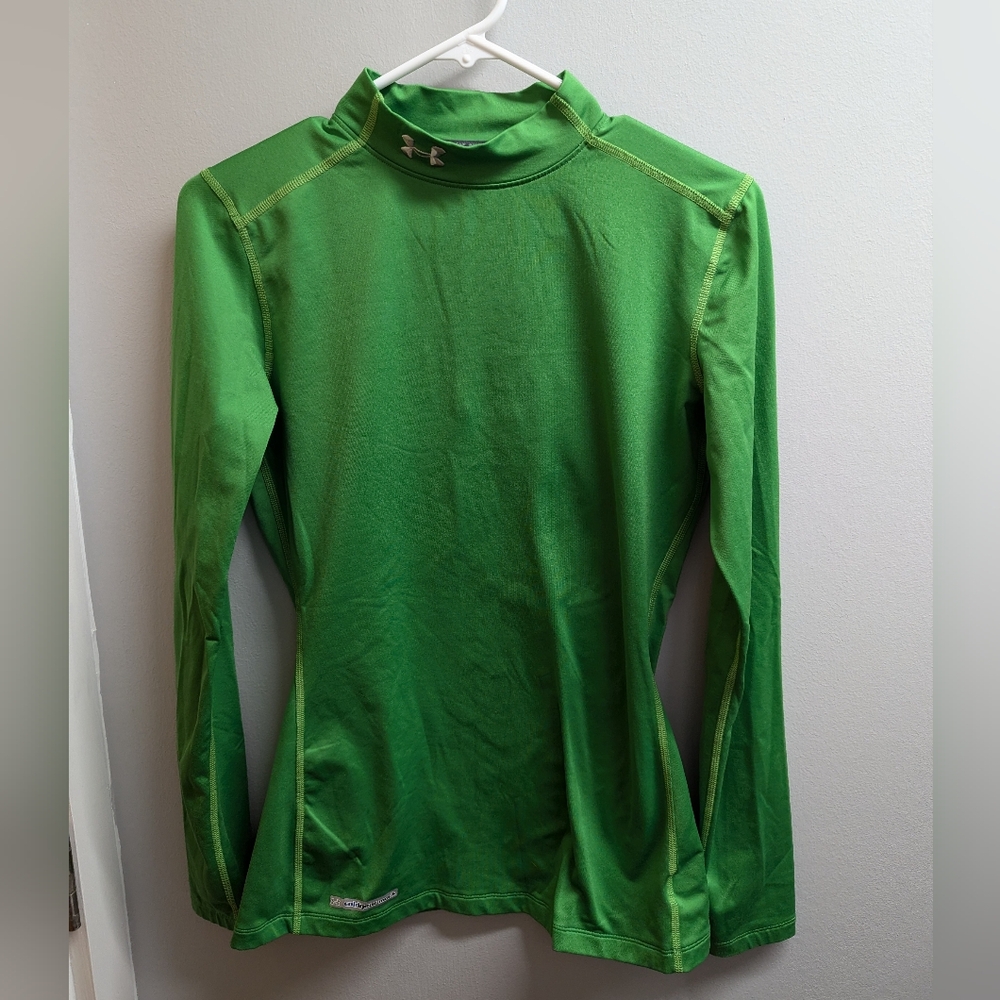 Under Armour Green Mock Turtle Neck Long Sleeve Shirt Women's Medium Cold Gear